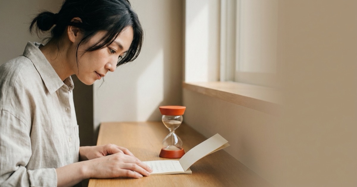 予約の受付開始と締切のリードタイムを表す砂時計のイメージ